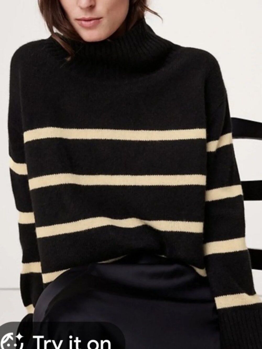 Banana Republic Striped Turtleneck Sweater Women’s Small Black Ivory